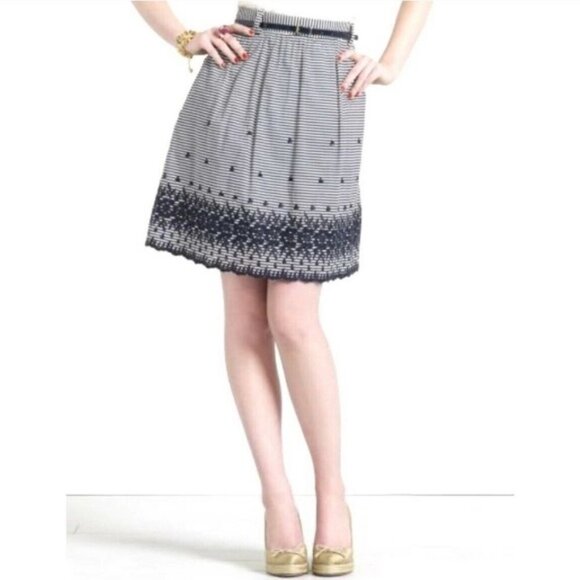 kate spade Dresses & Skirts - Kate Spade Lawson Blue Striped Embroidered Skirt